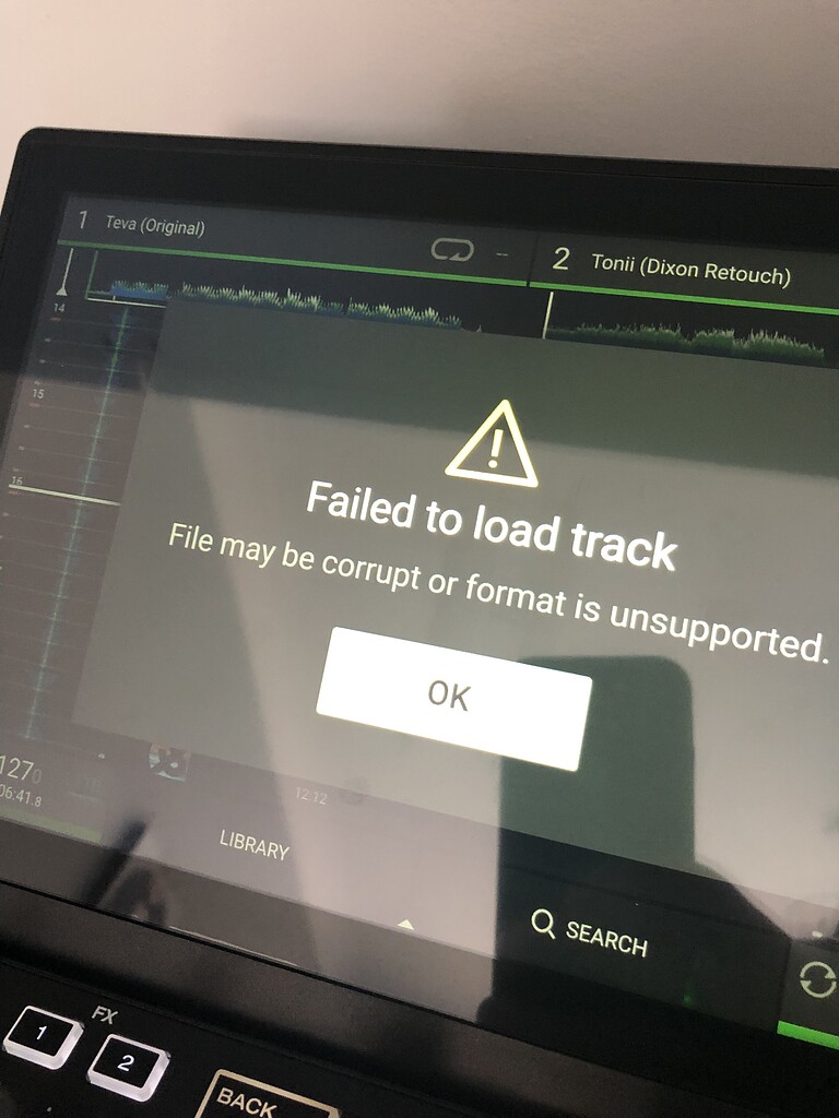 Tracks failed to load file maybe corrupt or format is unsupported