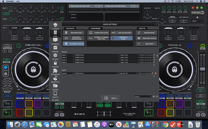 Audio Settings on Virtual DJ on my computer